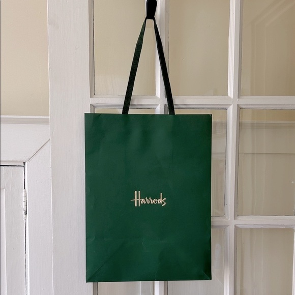 Harrods Dark Green Tote with Gold Logo - Picture 1 of 10